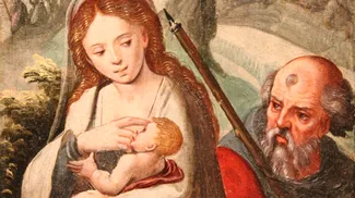 Détail d'un volet de retable anversois représentant la fuite en Égypte de la Sainte Famille, provenant d’une collection privée à Bruxelles, datant du début du XVIe siècle. Ⓒ 2025 CC BY-NC 4.0 Didier Misson