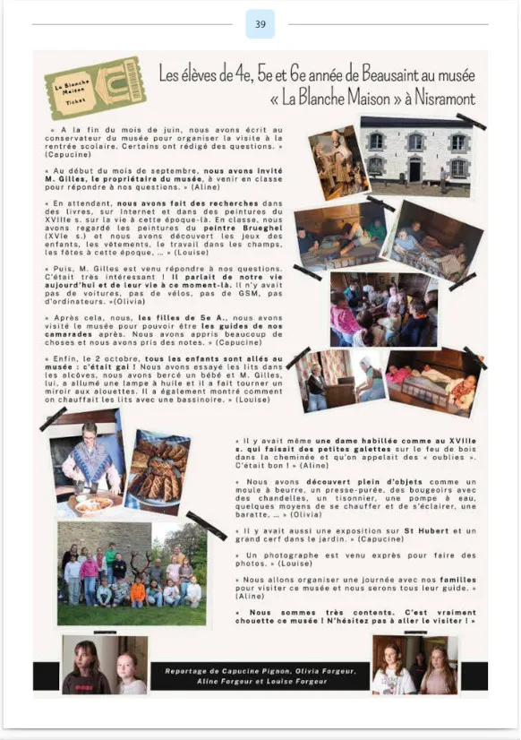Reportage de Capucine Pignon, Olivia Forgeur, Aline Forgeur et Louise Forgeur